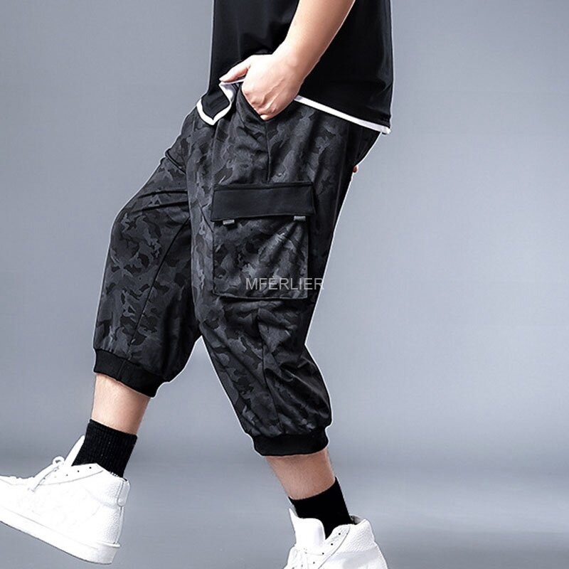 Pantalones Cargo holgados para hombre, pantalón de verano de talla grande 5XL 6XL 7XL 140kg, Color negro