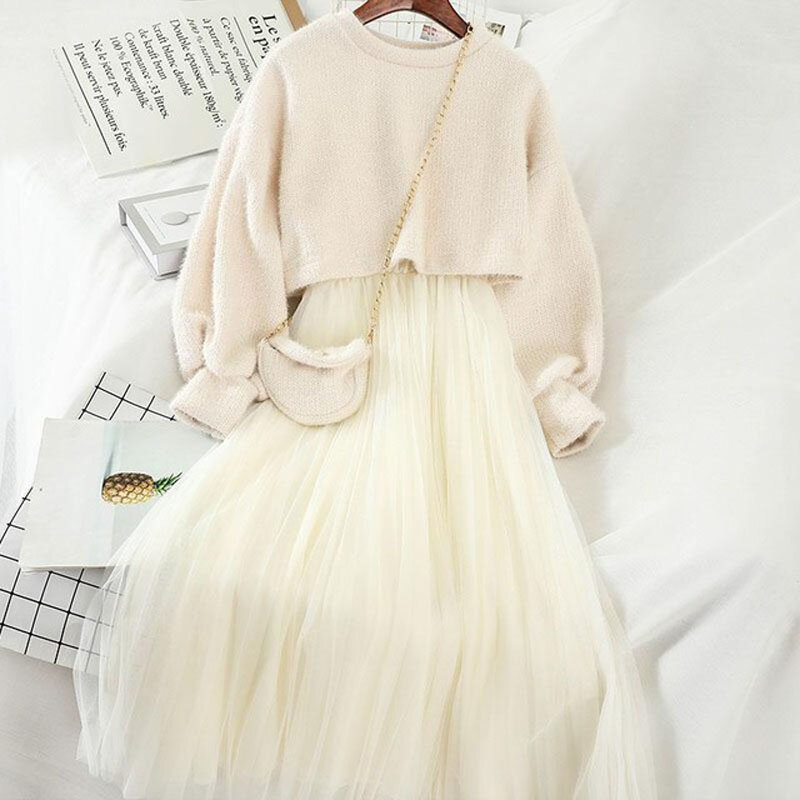 2 Pieces Sets Women Solid Sweet Simple All-match Students All-match Korean Style Chic Daily Soft Mesh Kawaii Girls New