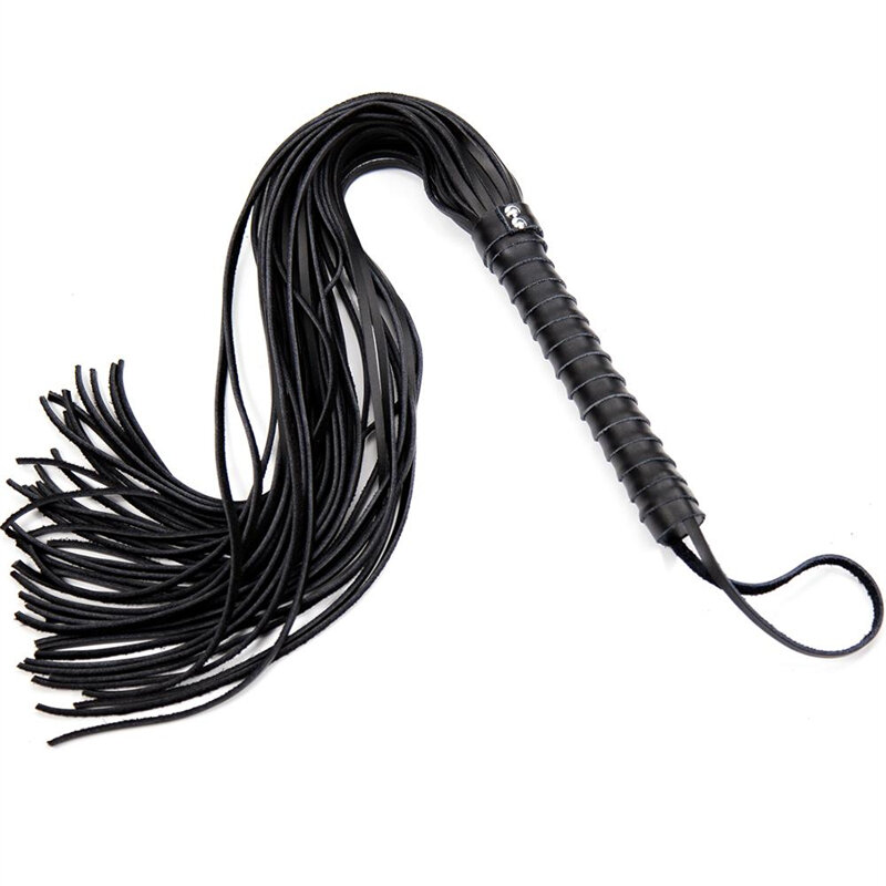 68CM Genuine Leather Tassel Horse Whip With Handle Flogger Equestrian Whips Teaching Training Riding Whips