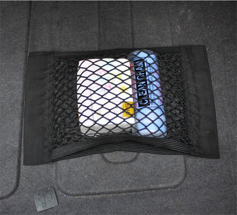 Huihom 40*25cm universal carro traseiro tronco organizador saco de armazenamento líquido bolso velcro malha elástica net acessórios do automóvel