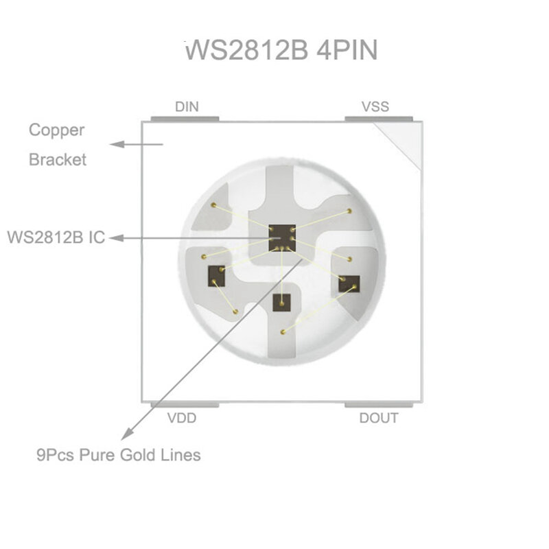 Chip LED WS2812B RGB 5050SMD, PCB Blanco/Negro, WS2812, Chip direccionable individualmente, DC5V píxeles, 10-1000 Uds.