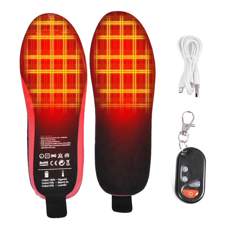 Palmilhas aquecidas recarregáveis com controle remoto do pé mais quente palmilhas aquecidas usb da sapata pés quente lavável térmico