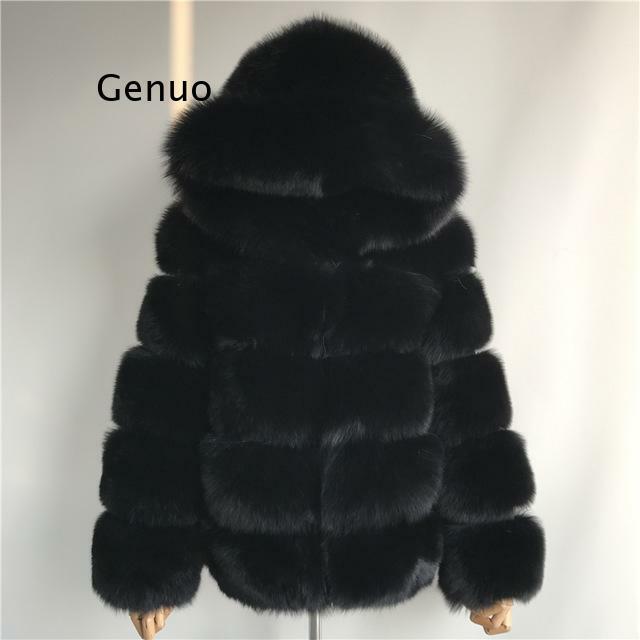 Faux Fox Fur Coat with hood Winter Fake Fur Jacket Fashion Mink Outwear Thick Women's Overcoat Women's Jacket