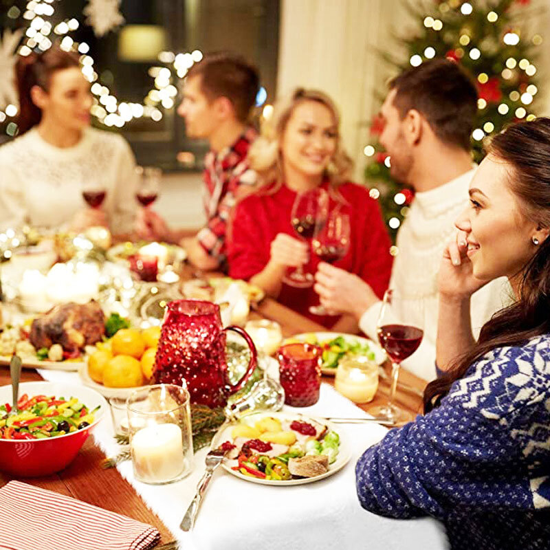 Camino de mesa de felpa blanca de Navidad, decoración de copo de nieve de lentejuelas doradas y plateadas, suministros de decoración de actividades de cena de Navidad