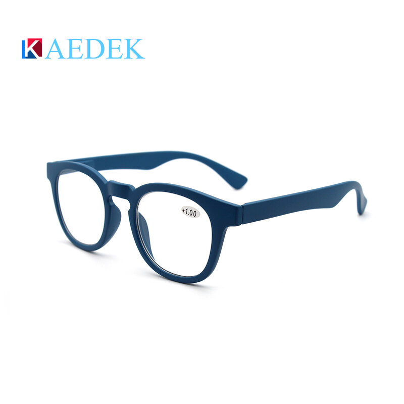 KAEDEK 2024 투명 브랜드 독서 안경, 남녀공용 라운드 안경, 플렉스 프렌치 컨셉 노안 안경