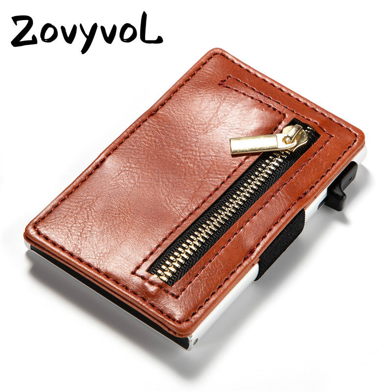 Zovyvol-ブラックカーボンファイバーカードウォレット,rfidロック付きビジネスウォレット,カードホルダー,puレザー,2020