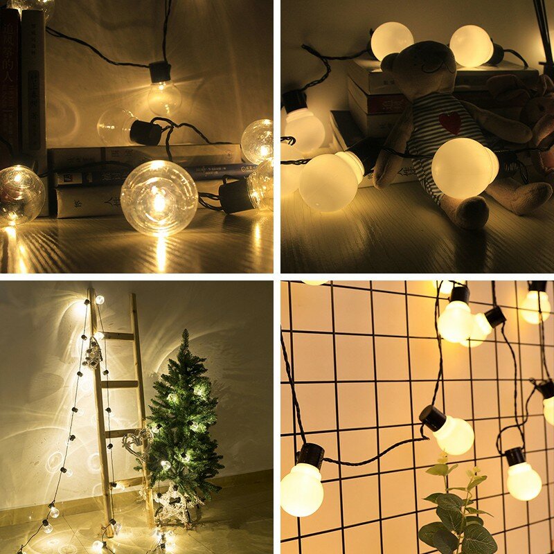 LED Fairy String Lights para jardim, guirlanda de rua, lâmpadas, ao ar livre, pátio, decoração de Natal, G50