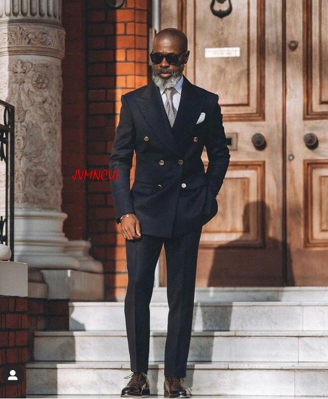 New Arrival czarne modne garnitury męskie klapa zamknięta smokingi dla pana młodego kostium Homme ślub Terno Masculino Slim Fit 2 sztuk (kurtka + spodnie)
