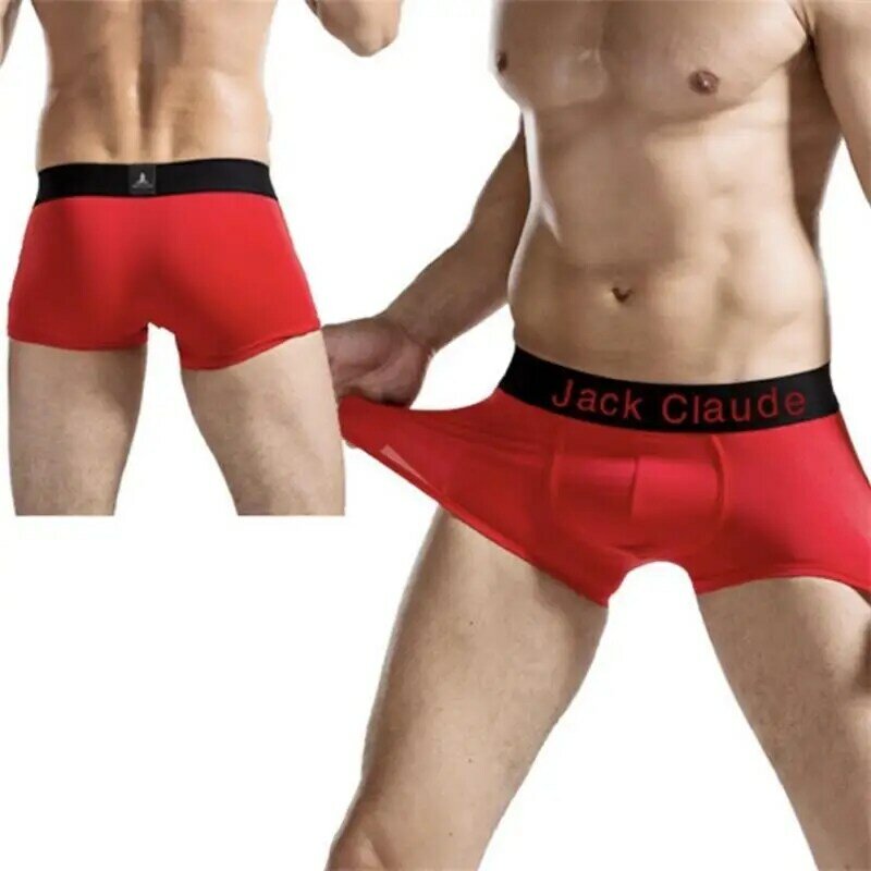 Cuecas boxer masculinas, roupa íntima para homens, cintura alta, design de bainha, de microfibra, de plástico