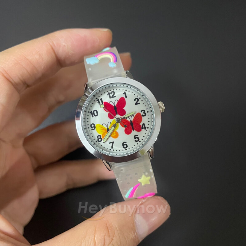 2022 nuovi arrivi 3D cinturino in Silicone farfalla quadrante Cartoon orologio al quarzo per bambini orologio da polso sportivo Casual Relogio Feminino