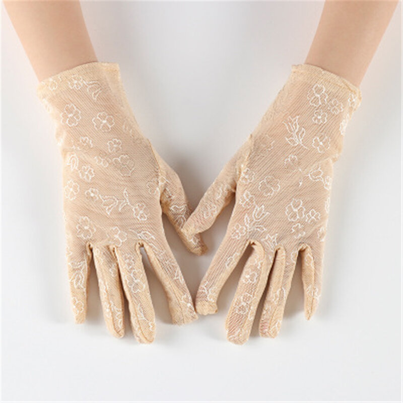 Summer new thin short lady's lace Sun Protection gloves outdoor cycling UV protection gloves  JT011