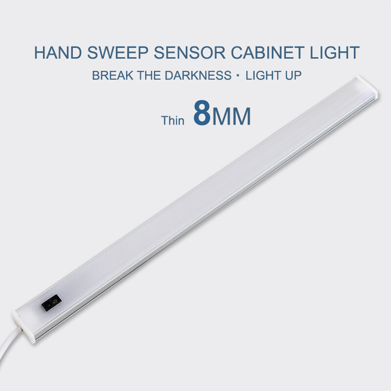 5V USB LED pod szafką kuchnia światła 3 kolory 30/40/50cm ręcznie Sweep czujnik lampa wysoka jasność sypialnia szafa oświetlenie
