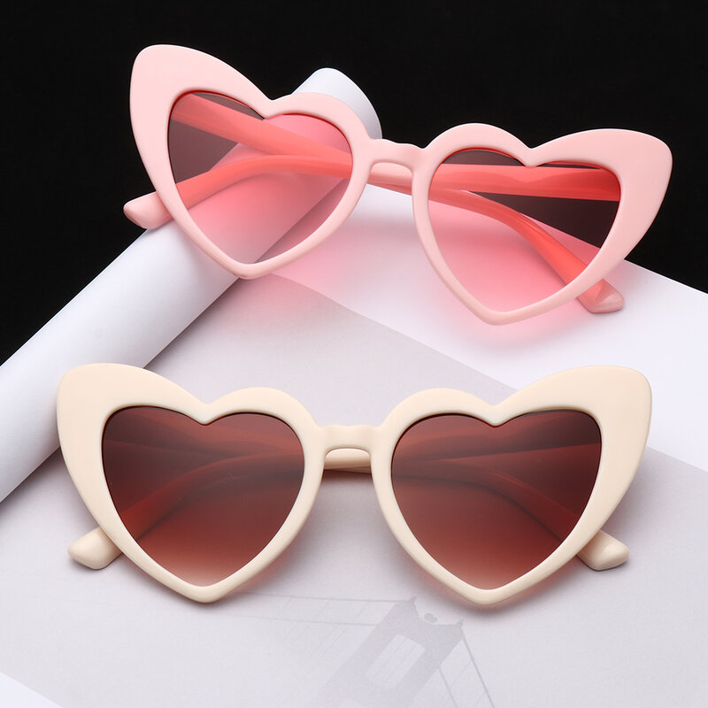 Gafas de sol con forma de corazón para mujer, diseño de marca, Ojo de gato, Retro, amor, protección UV400