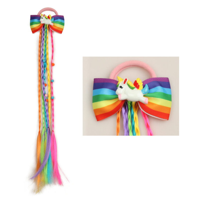 Nuova vendita calda parrucca a farfalla per bambini parrucca per capelli parrucca per ragazza cravatta a coda di cavallo cravatta per capelli accessori per capelli unicorno
