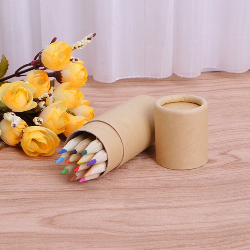 12 pçs lápis coloridos embalados em bonito dos desenhos animados lápis caso arte cor lápis desenho colores