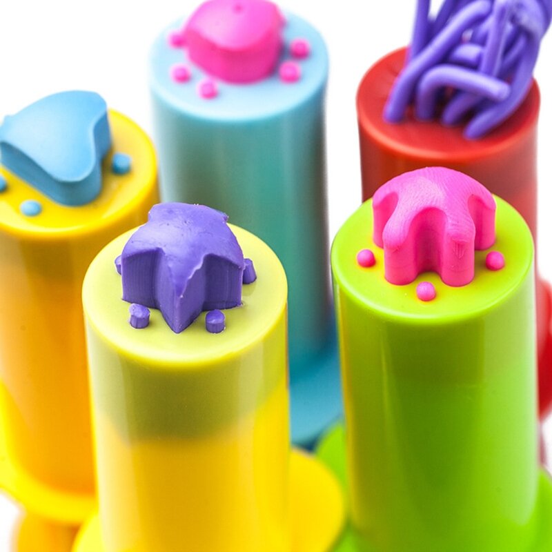 5 Buah/Set Set Pengekstrusi Adonan Aneka Desain Kebaruan DIY Plastisin Alat Pembuat Mainan untuk Bermain Adonan