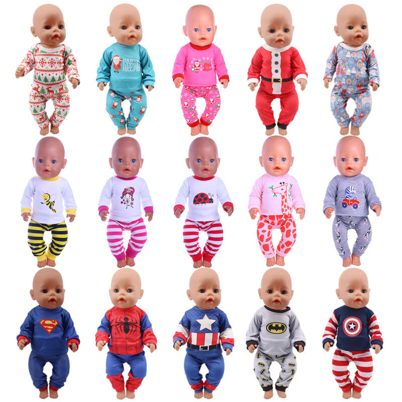 Pyjama de poupée Superman, vêtements de noël pour 18 pouces américain et 43 Cm né bébé génération anniversaire fille russie bricolage jouet cadeaux