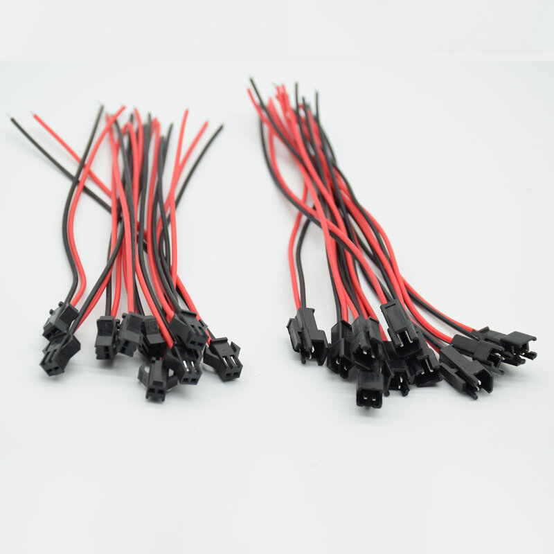 JST SM-Connecteur de fil mâle à femelle, câble en queue de over, prise à 2 broches, 10cm de long, 5 paires, 10 pièces