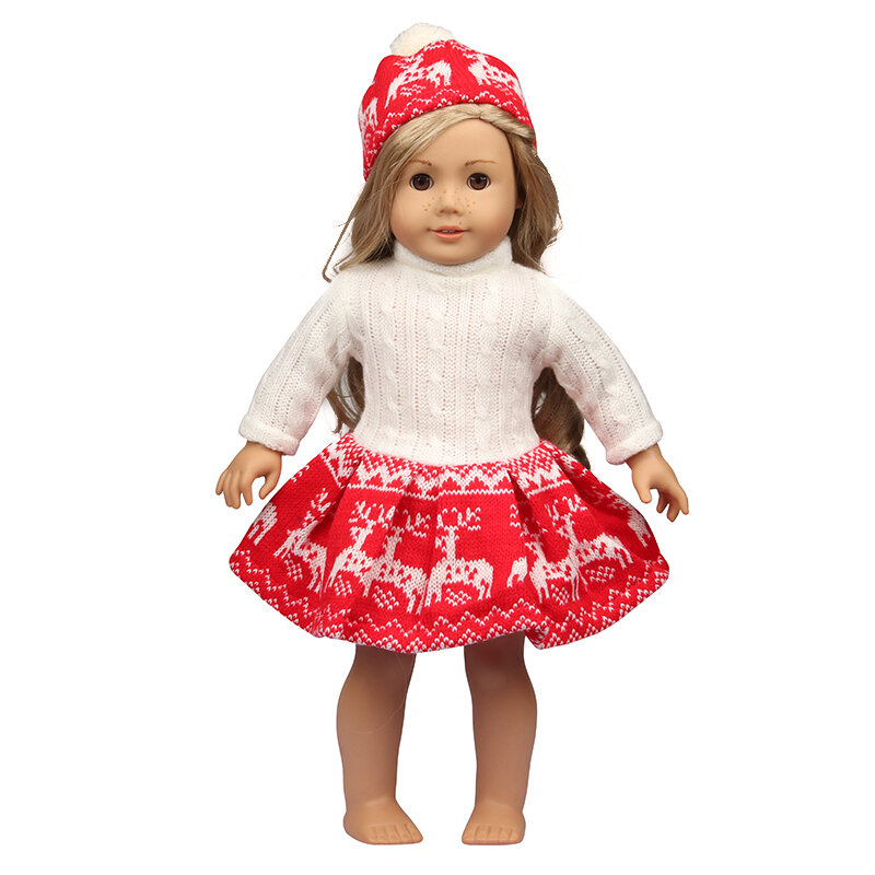 43 Cm Baby New Born Doll Clothes lana Cute babbo natale, albero, alce Christmas Clothes Suit per American 18 pollici Girl Doll Toy Gift