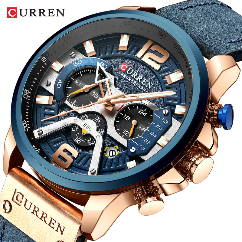Curren Casual Sport uhren für Männer Top-Marke Luxus Militär Leder Armbanduhr Mann Uhr Mode Chronograph Armbanduhr