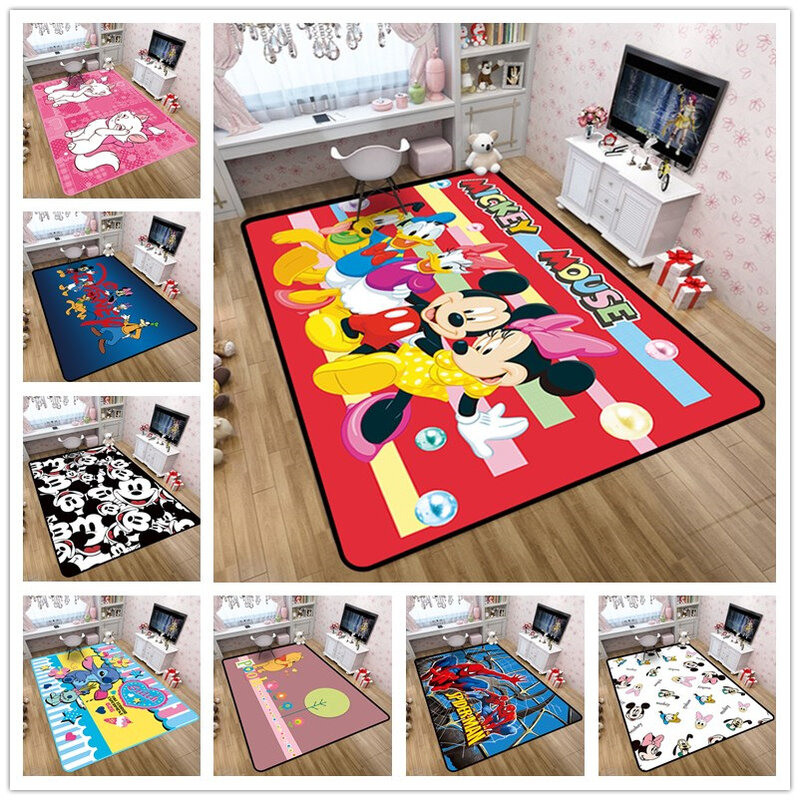 Disney Stitch Mickey 160x80cm Baby Play Mat Anti-slip Kitchen Dinning Room Home Bedroom Carpet  Floor Mat Home Decor Floor Rug