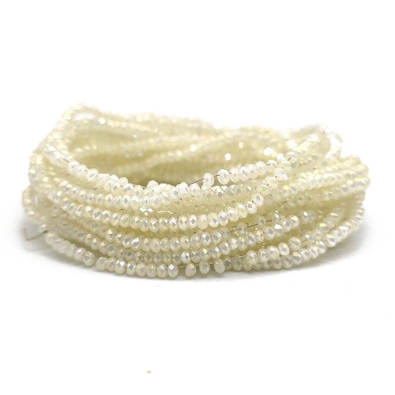 1Mm Manik-manik Bulat Kristal Kaca Berlapis Putih Faceted Manik-manik Longgar Spacer untuk Membuat Perhiasan Gelang Kalung Aksesori