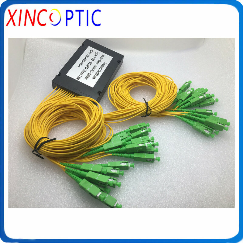 3.0mm 1x32 1m abs caixa módulo tipo sc/st/fc/apc conector g657a amarelo jaqueta fibra óptica plc divisor/acoplador
