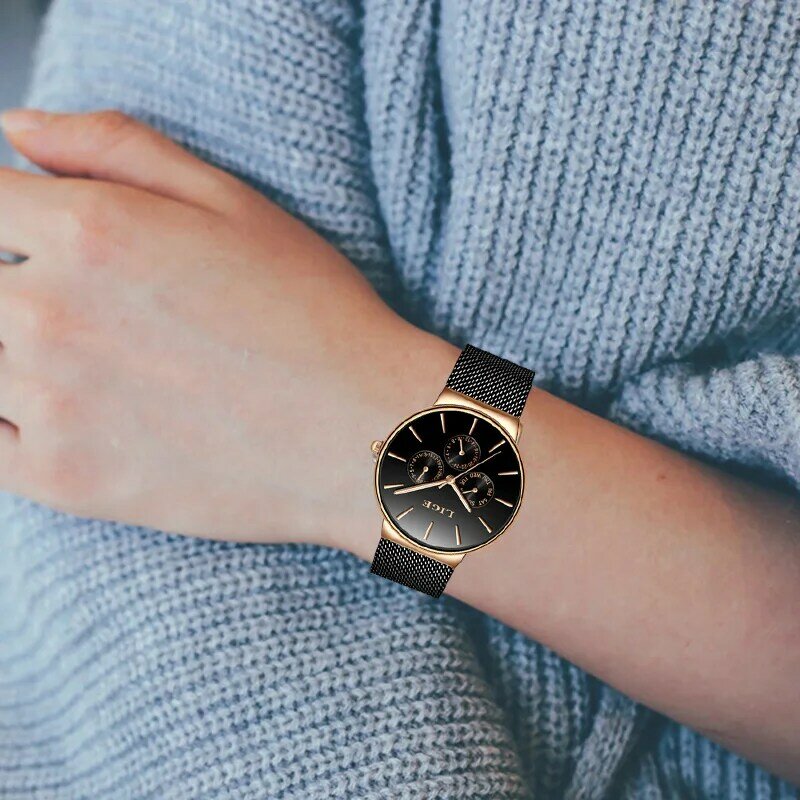 2020 en este momento nueva mujer relojes de lujo superior impermeable reloj de moda de acero inoxidable Ultra-Delgado reloj de cuarzo casual + caja