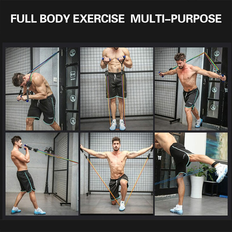 11 pçs/set puxar corda exercícios de fitness faixas resistência tubos látex pedal excerciser corpo treinamento treino yoga borracha loop tubo