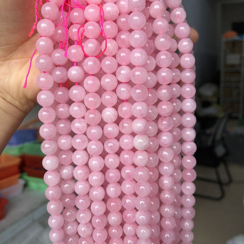 Naturalne Rose quartz kryształowe koraliki okrągłe koraliki dystansowe luzem koraliki do tworzenia biżuterii DIY bransoletka naszyjnik 15 "Cal 4/6/8/10/12mm
