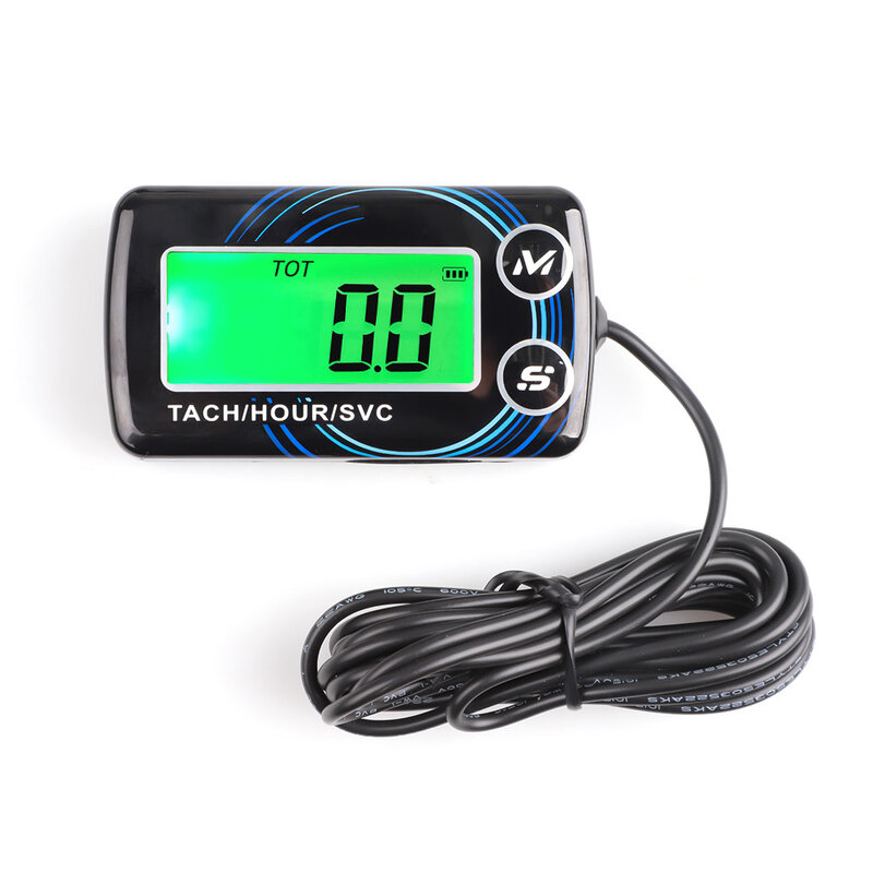 Motorcycle Tach Hour Meter SVC LCD Digital Tachometer Engine Resettable Maintenace Alert RPM Counter For Chainsaws Boats ATV