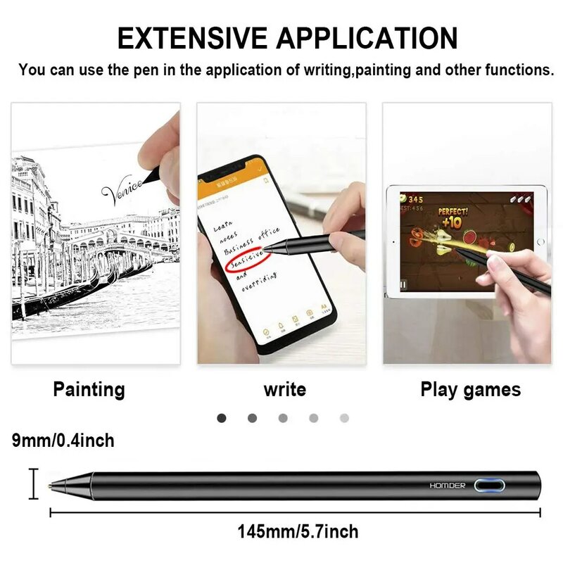 Homder Stylus Pen Fine Tip Active Digital Stylus Pencil for Touch Screens For Apple iPad iPhone Huawei Xiaomi Samsung Tablet