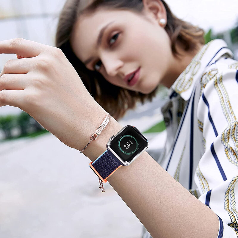 Correa de nailon para Apple Watch, pulsera de accesorios para iWatch serie 4, 3, 38MM, 42MM, 9, 8, 7, SE, 6, 5, Ultra 2, 49MM, 40MM, 44MM, 45MM, 41MM