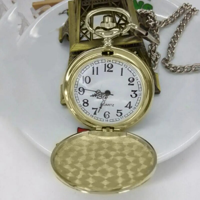 นาฬิกาควอตซ์ลายเรขาคณิตสีบรอนซ์นาฬิกาสายโซ่จี้ย้อนยุคสร้อยสตรีสำหรับผู้ชายของขวัญวันเกิด