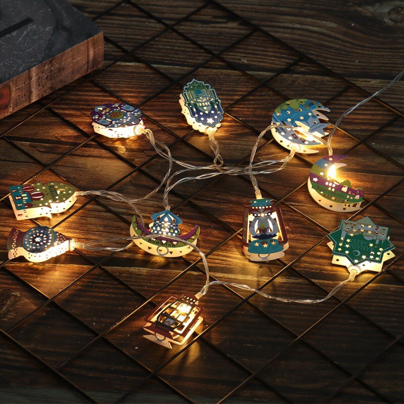 ラマダンの装飾的な星の形をしたLEDストリングライト,10のeidムバラクの装飾,家のためのイスラム教徒のイベント用品,id-fitrの装飾