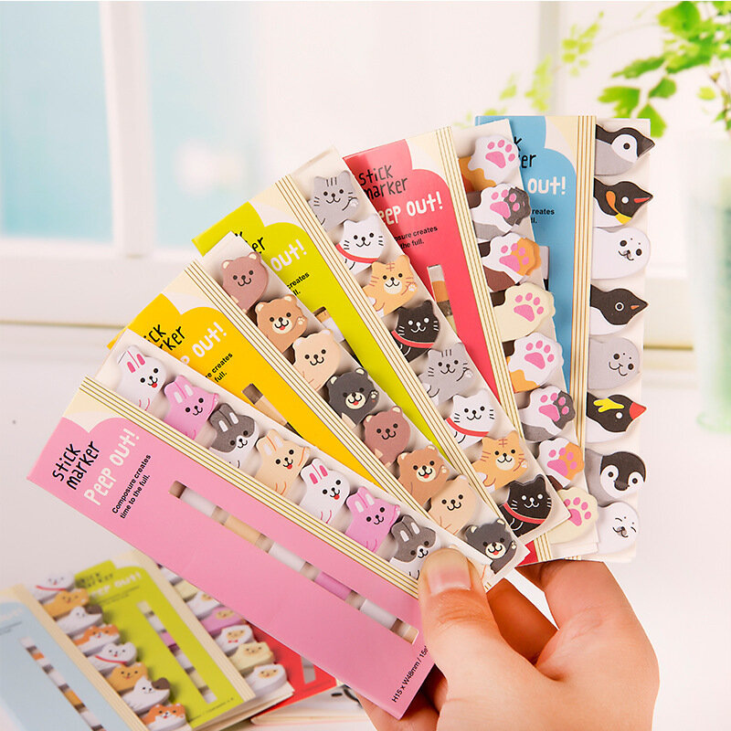 Cute Stationery Rows of Animal Bookmarks Post Notes Memo Note Memo Pads  Page Flags  Post Sticky Notes  School Supplies