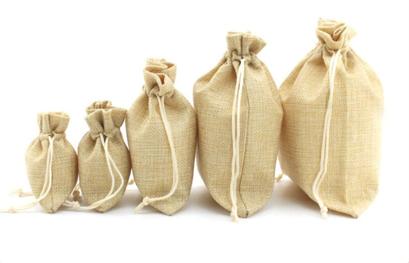 Getreide Lagerung Taschen 50 teile/los 15x20 Multi Farbe Natürliche Sackleinen Hochzeit Candy Cookies Beutel Jute Kordel Lash Taschen