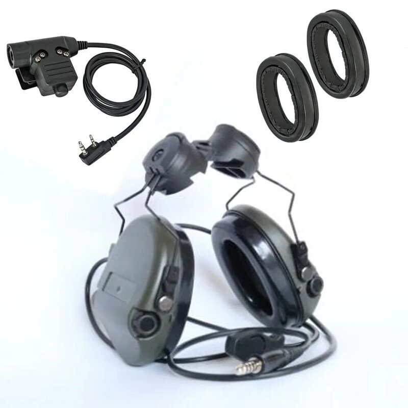 Support de casque en ARC, protection auditive pour prise de vue électronique (FG) + protège-oreilles en silicone + U94 PTT
