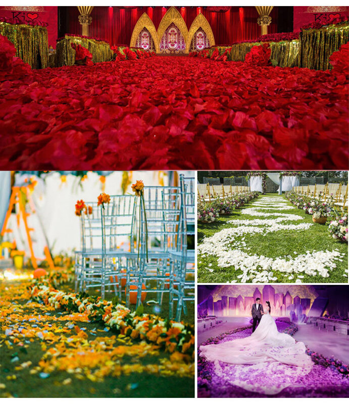 100 قطعة من الأحمر بتلات اكسسوارات الزفاف محاكاة بتلات الزفاف غرفة الديكور الزفاف بتلات دش