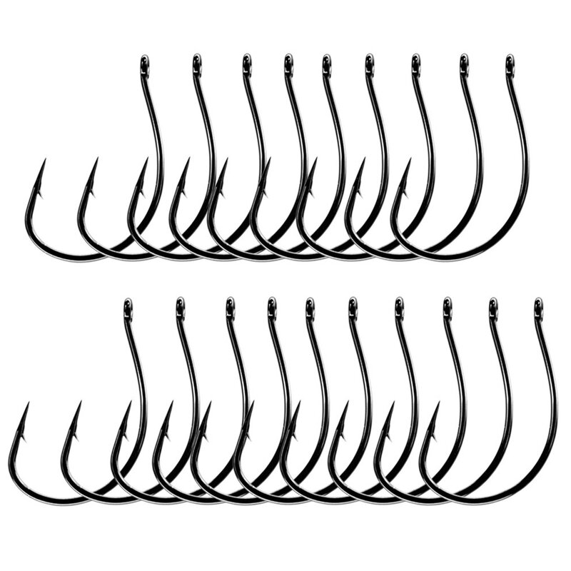 Thkfish – Hameçons en acier inoxydable,lot de 20 pièces de crochet à manivelle pour appât de ver, accessoire de pêche, #3 #2 #1 #1/0 #2/0,