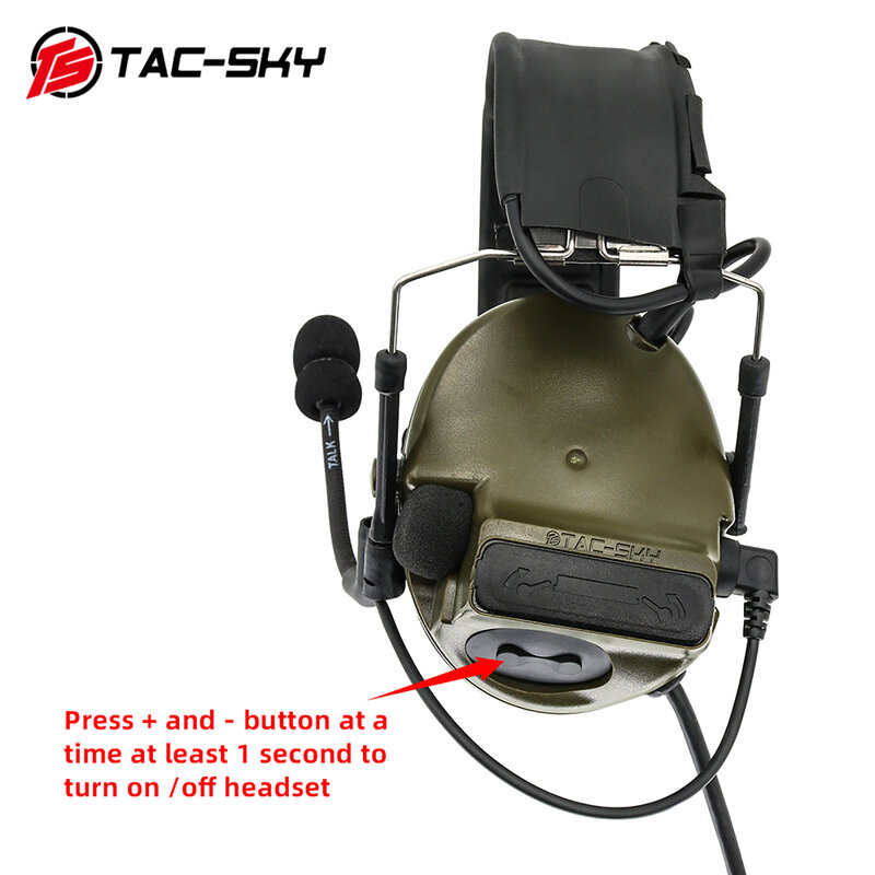 TAC-SKY COMTAC headphone taktis pengurang kebisingan militer penutup telinga silikon ikat kepala dapat dilepas baru Headset Comtac iii / C3