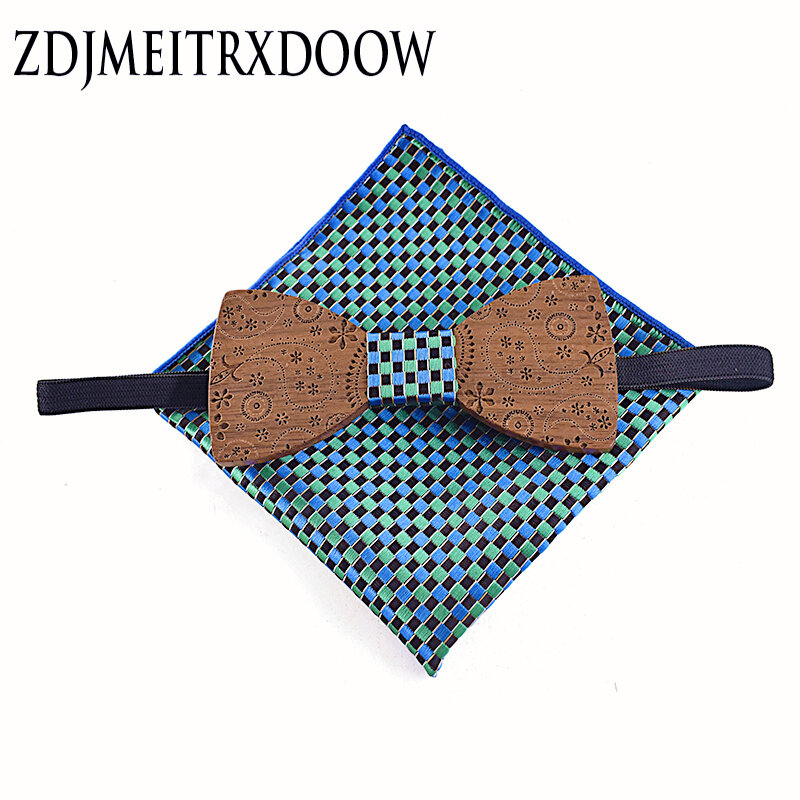 Mens Bow tie Classic Paisley Wooden Bow tie Business Wedding Shirts Polyester Bowknot Bow Ties for Men Cravats Accessories Sets