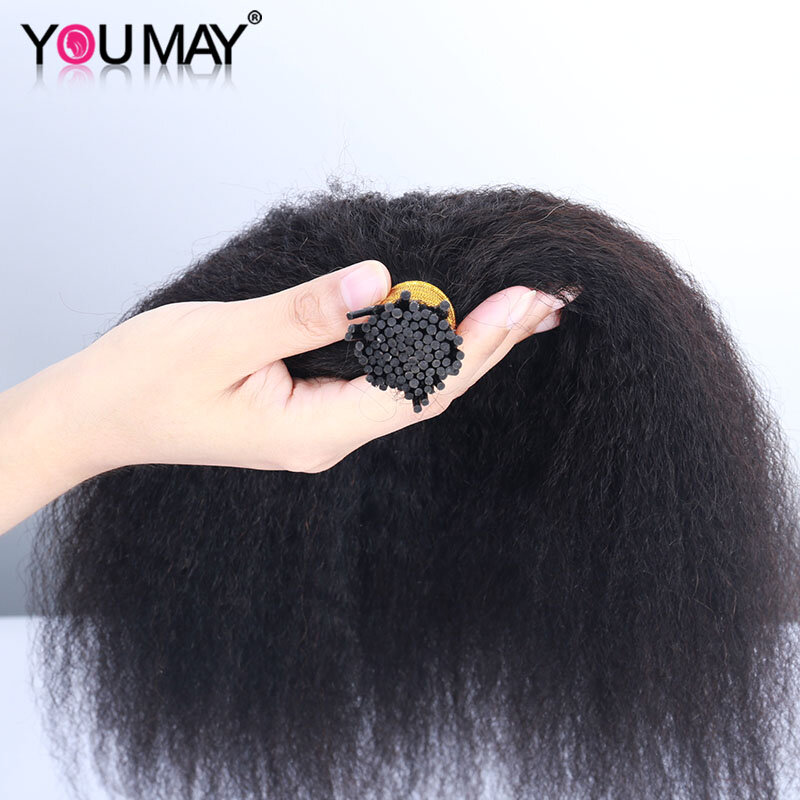 Estensioni dei capelli dritte crespi punta per le donne nere microlink fasci di capelli umani tessuto alla rinfusa coda di cavallo riccia YouMay vergine