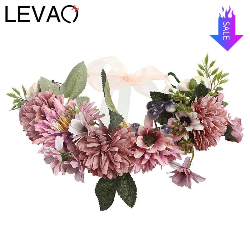 Flower Crown LEVAO New Wedding Bohemian Wreath Hairband Party Floral Girl accessori per capelli Flower Headband Garland Headpiece