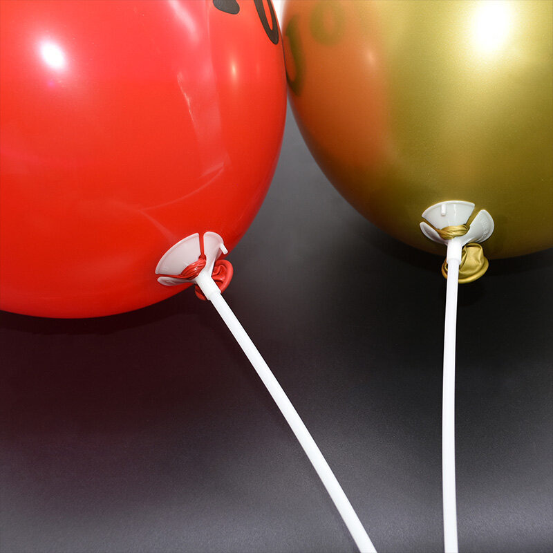 Varas de balão de plástico branco, multicoloridas com copos, balão de látex, para casamento, crianças, decoração de festa de aniversário, 20 a 50 peças
