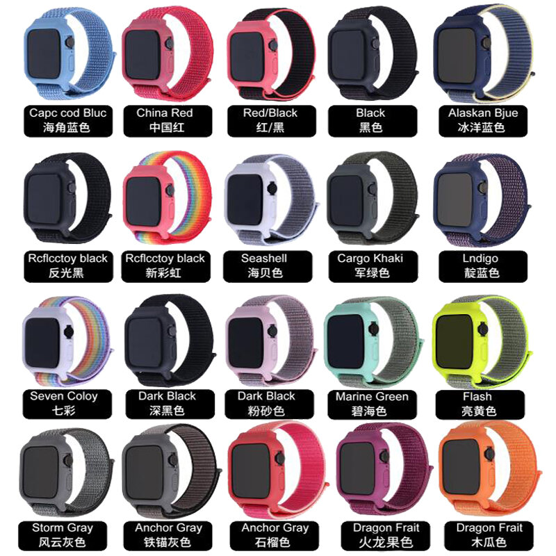 Case+ strap For Apple Watch band 44 mm 40mm iwatch nylon band 42mm 38mm pulseira apple watch 5 4 3 correa watchband bracelet