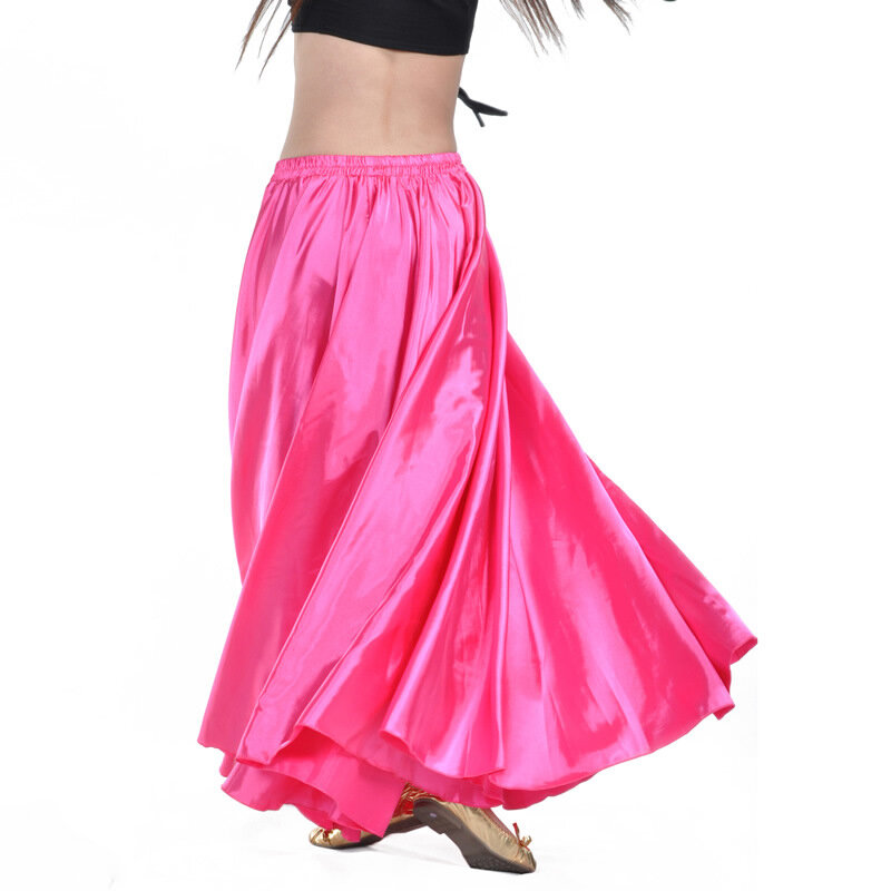 Блестящая атласная длинная испанская юбка, юбка для танца живота, юбка от солнца, 14 цветов в наличии