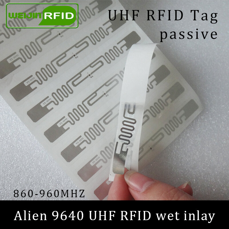 UHF RFID علامة ملصقا الغريبة 9640 الرطب ترصيع 915mhz 900 868mhz 860-960MHZ Higgs3 EPCC1G2 6C الذكية لاصق السلبي RFID الكلمات التسمية