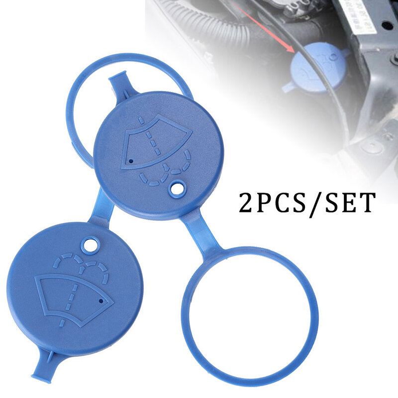 2pc Blue Car Windshield Wiper Washer Fluid Reservoir Tank Bottle Cover Pot Cap For Peugeot 106 206 207 406 5008 Citroen C2 C3 C5
