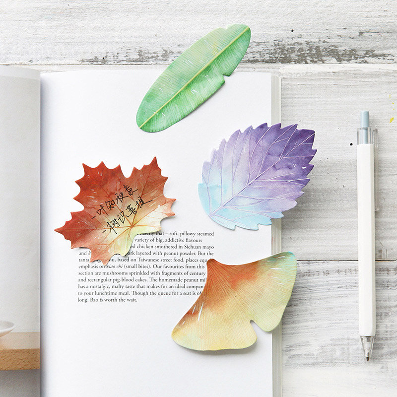 かわいいかわいい天然植物葉付箋メモパッドノートオフィスプランナーステッカー紙韓国文具学用品